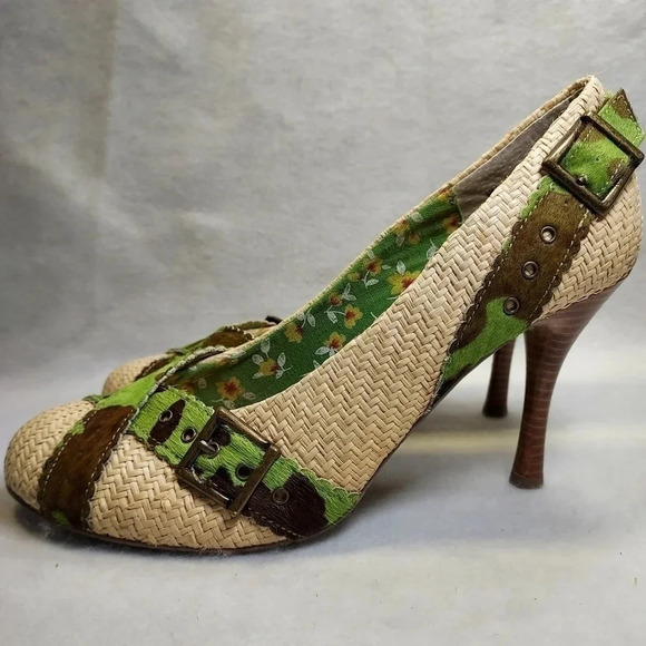 Naughty Monkey Green & Brown Size 10 Out Of Line 3 pump - Picture 5 of 12